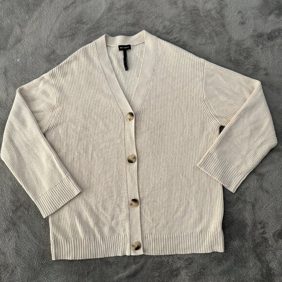 Cozy Earth Oversized Cream Ribbed Sweater Cardigan Women's MEDIUM Bamboo - Picture 1 of 6